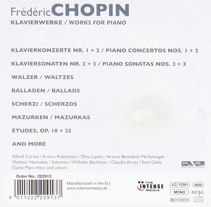 CHOPIN: WORKS FOR PIANO - LIPATTI, RUBINSTEIN, HOROWITZ AND MORE (10 CDS)
