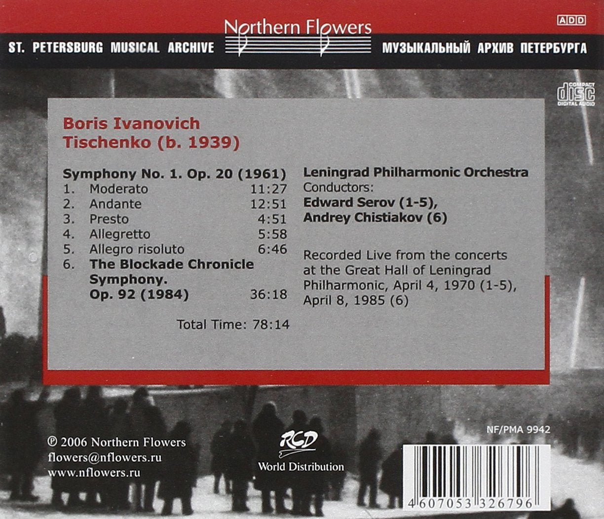 TISCHENKO: SYMPHONY NO. 1; THE BLOCKADE CHRONICLE SYMPHONY - LENINGRAD PHILHARMONIC
