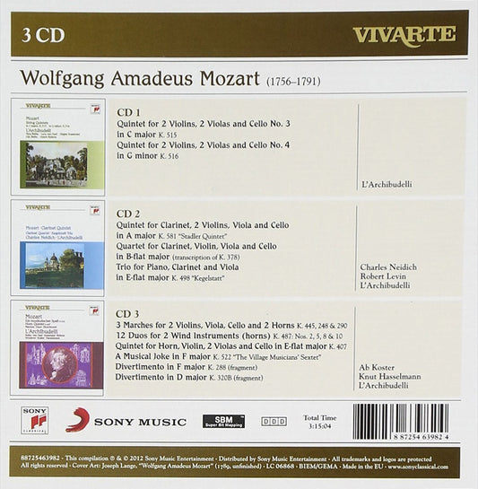 MOZART: STRING QUINTETS, CLARINET QUINTET, HORN QUINTET, TRIOS (3 CDS)