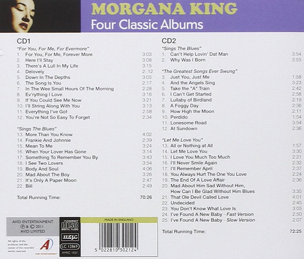MORGANA KING: FOUR CLASSIC ALBUMS (FOR YOU, FOR ME, FOR EVERMORE / SINGS THE BLUES / THE GREATEST SONGS EVER SWUNG / LET ME LOVE YOU) (2CD)