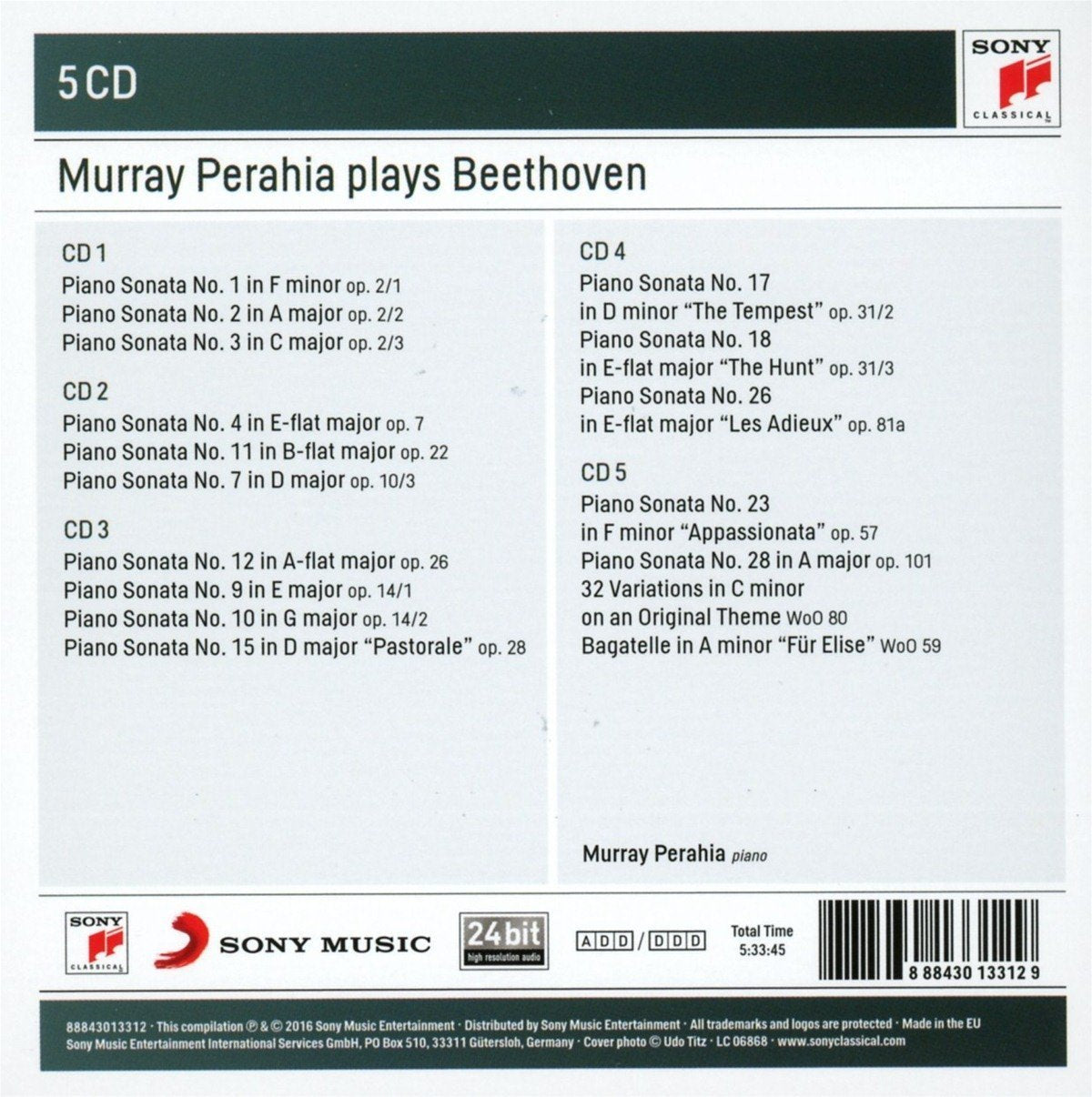 MURRAY PERAHIA PLAYS BEETHOVEN (5 CDS)