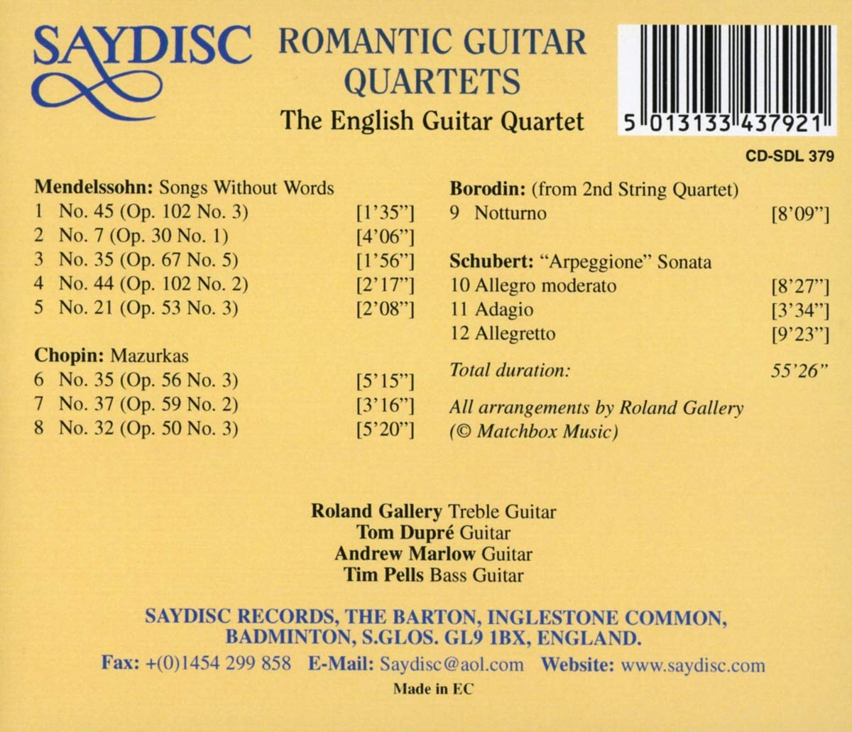 Romantic Guitar Quartets - The English Guitar Quartet