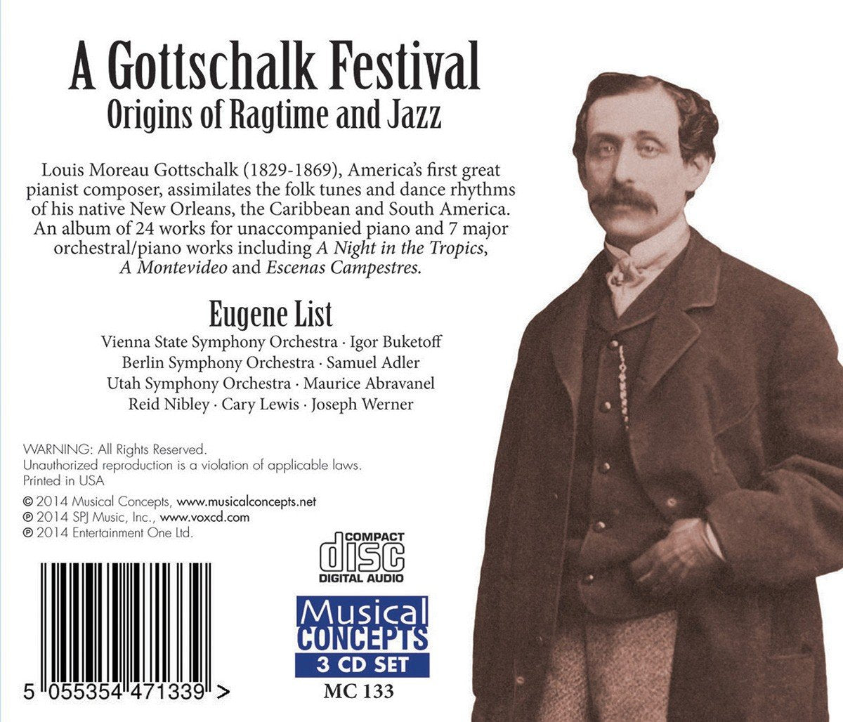 A GOTTSCHALK FESTIVAL - EUGENE LIST (3 CDS)