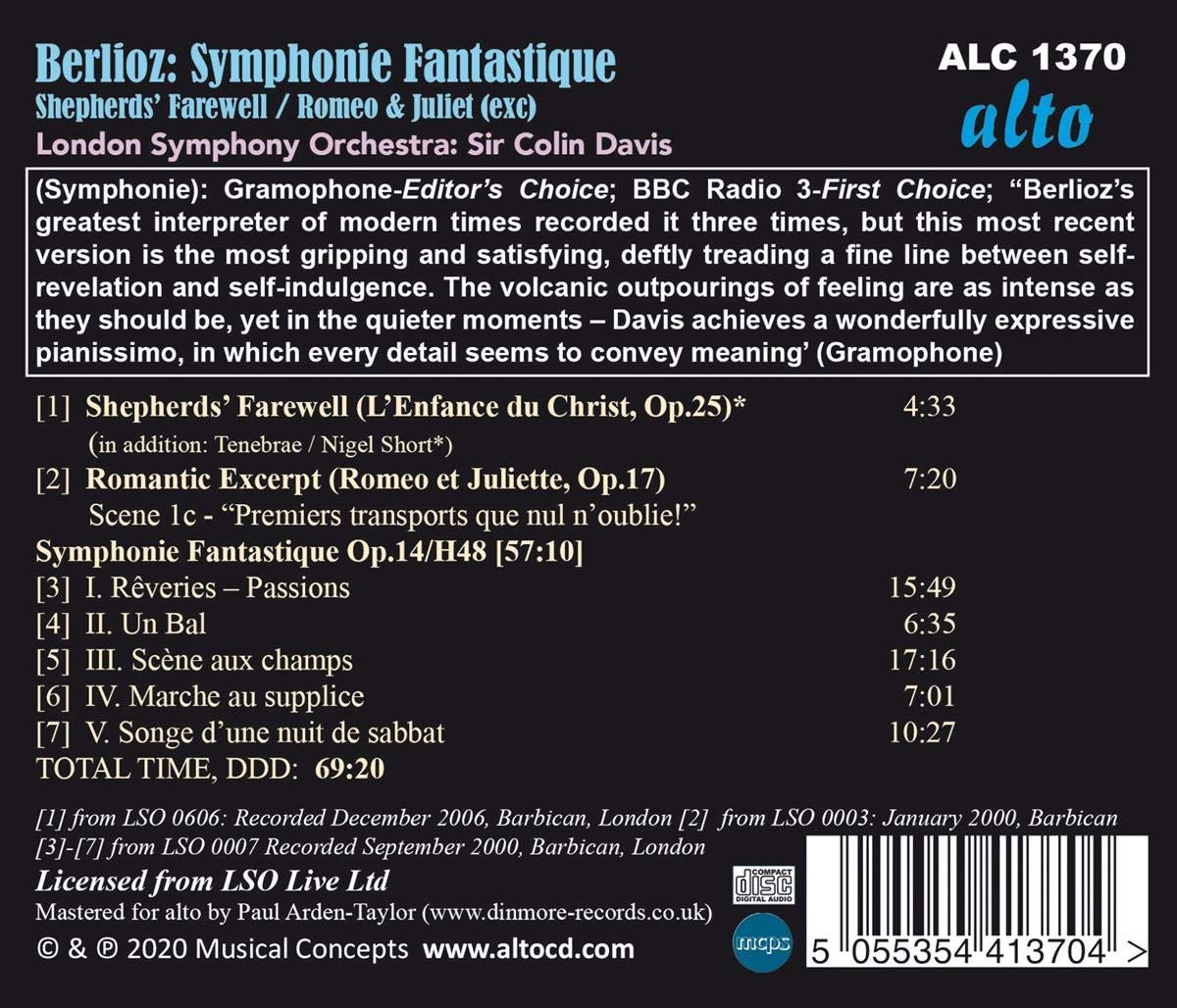 BERLIOZ: SYMPHONIE FANTASTIQUE, SHEPHERD'S FAREWELL, ROMEO & JULIET EXCERPTS - COLIN DAVIS, LONDON SYMPHONY ORCHESTRA