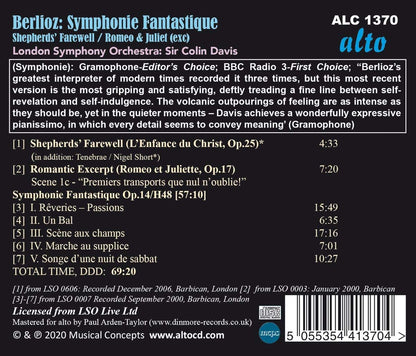 BERLIOZ: SYMPHONIE FANTASTIQUE, SHEPHERD'S FAREWELL, ROMEO & JULIET EXCERPTS - COLIN DAVIS, LONDON SYMPHONY ORCHESTRA