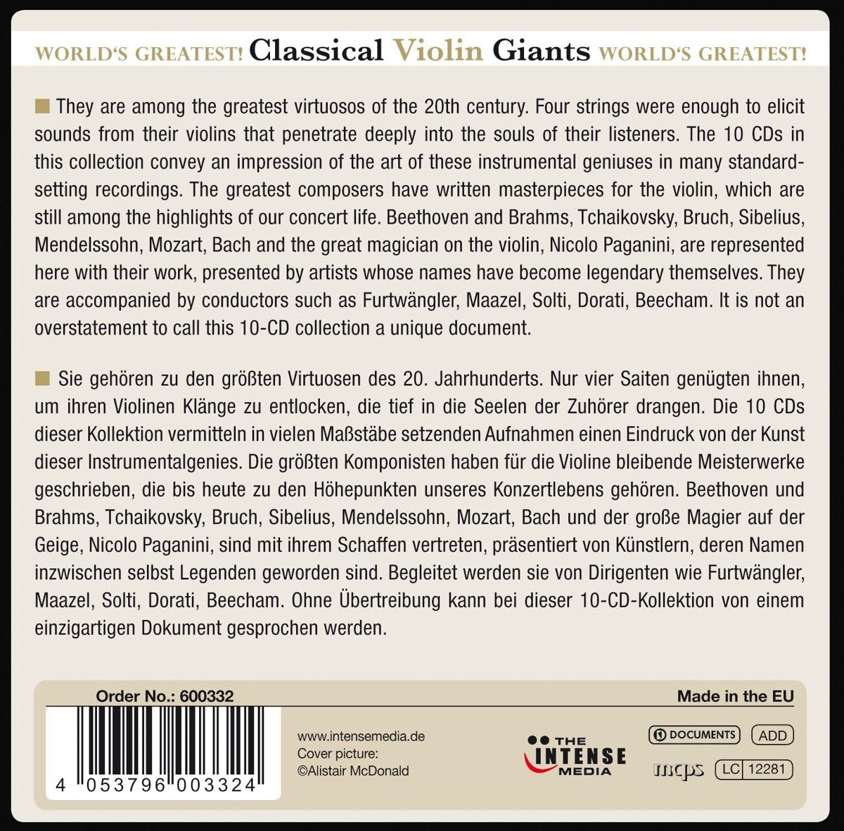 CLASSICAL VIOLIN GIANTS (10 CDS)