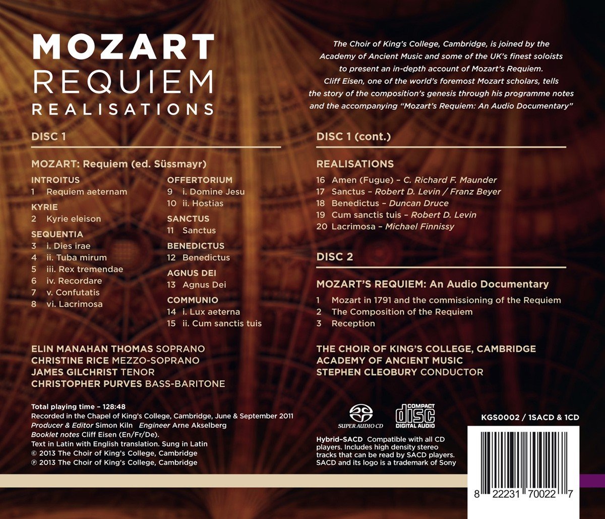 Mozart: Requiem Realisations - King's College Choir of Cambridge, Cleobury (1 CD + 1 SACD)