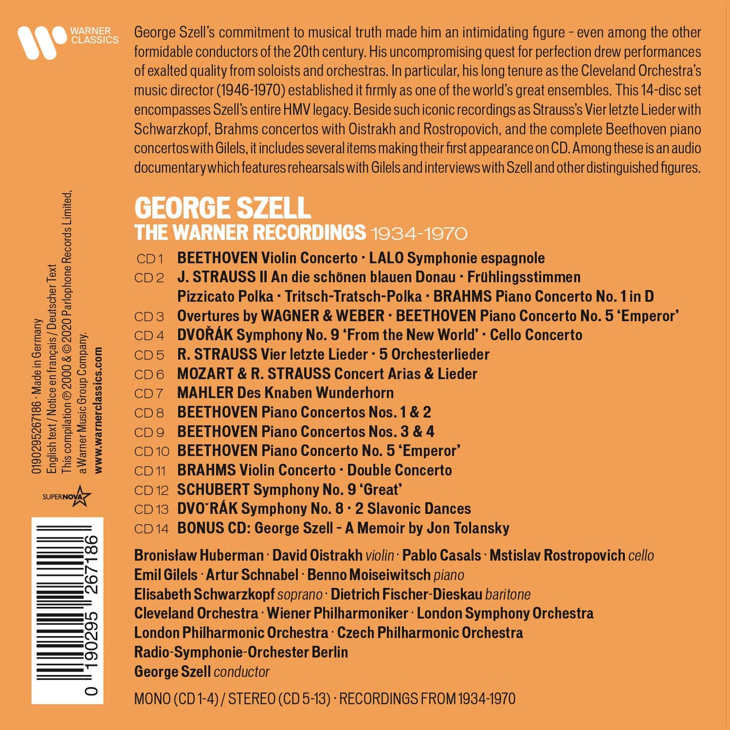 GEORGE SZELL: THE WARNER RECORDINGS 1934-1970 (14 CDS)