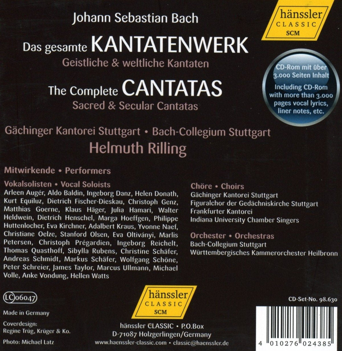 BACH: THE COMPLETE CANTATAS - RILLING (73 CDS, 2 BOOKLETS, 1 CD-ROM)