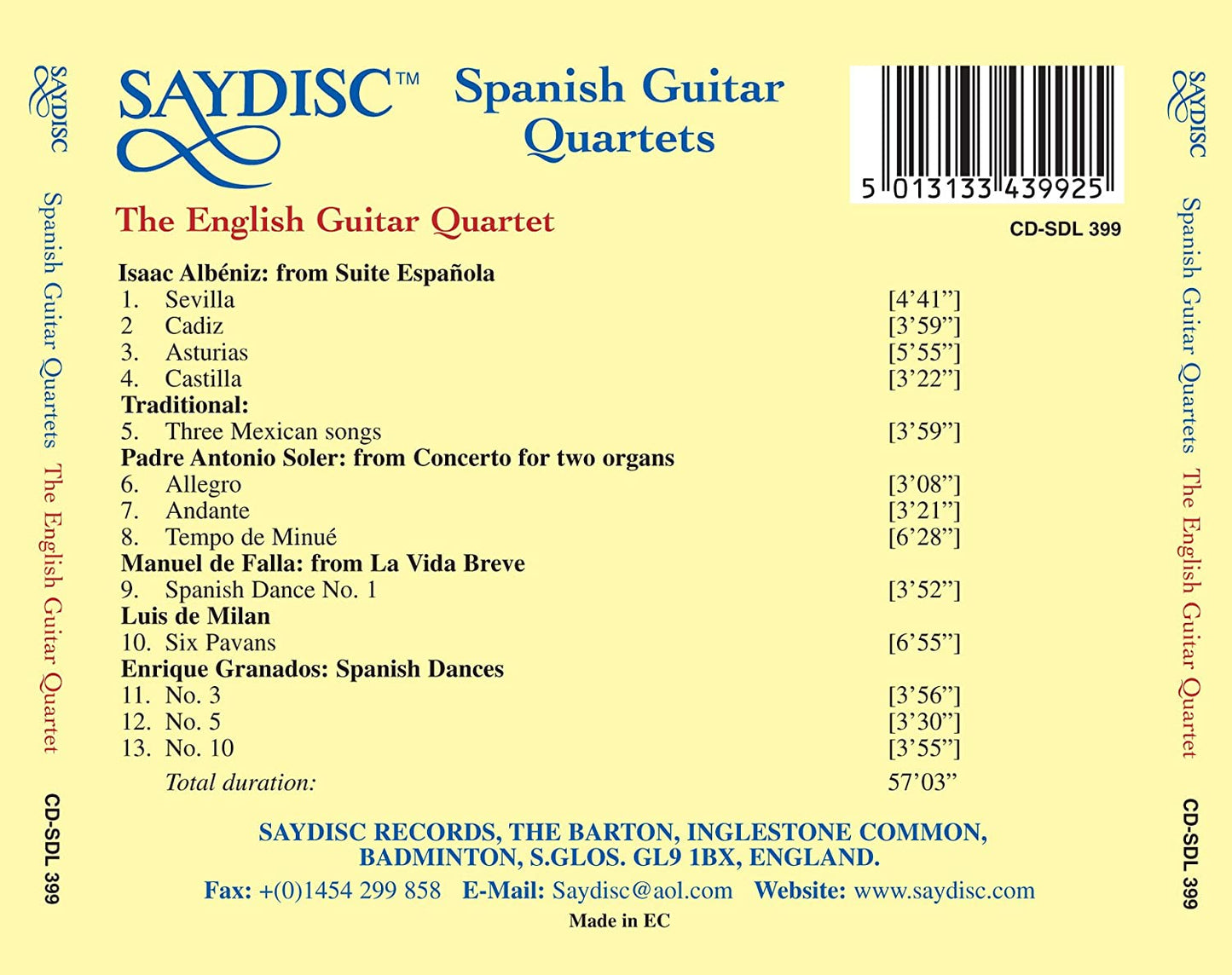 Spanish Guitar Quartets: The English Guitar Quartet