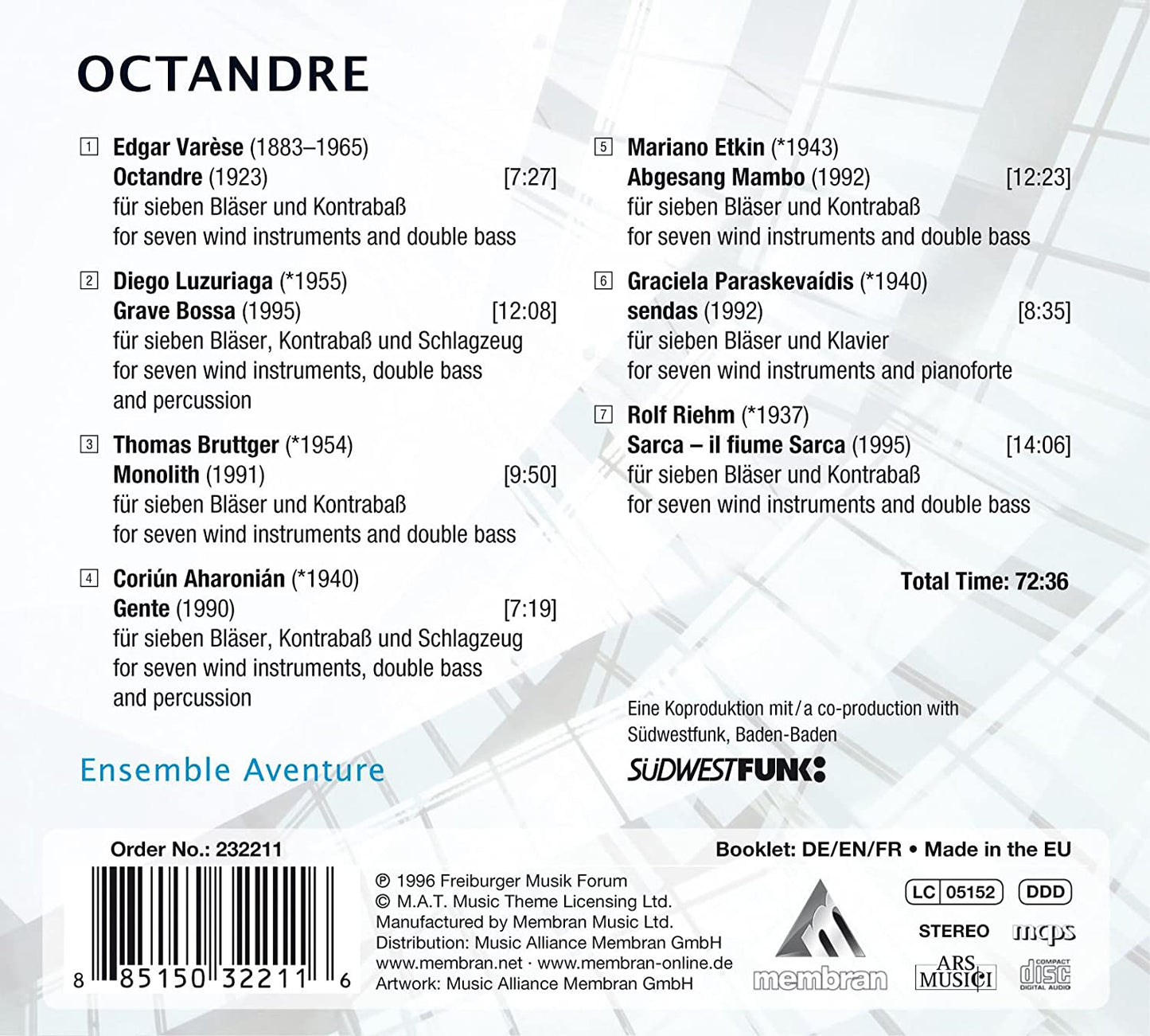 OCTANDRE (Modern Works for Wind Ensemble): Ensemble Aventure