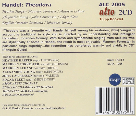 HANDEL: THEODORA (ORATORIO IN 3 ACTS) - ENGLISH CHAMBER ORCHESTRA (2 CDS)