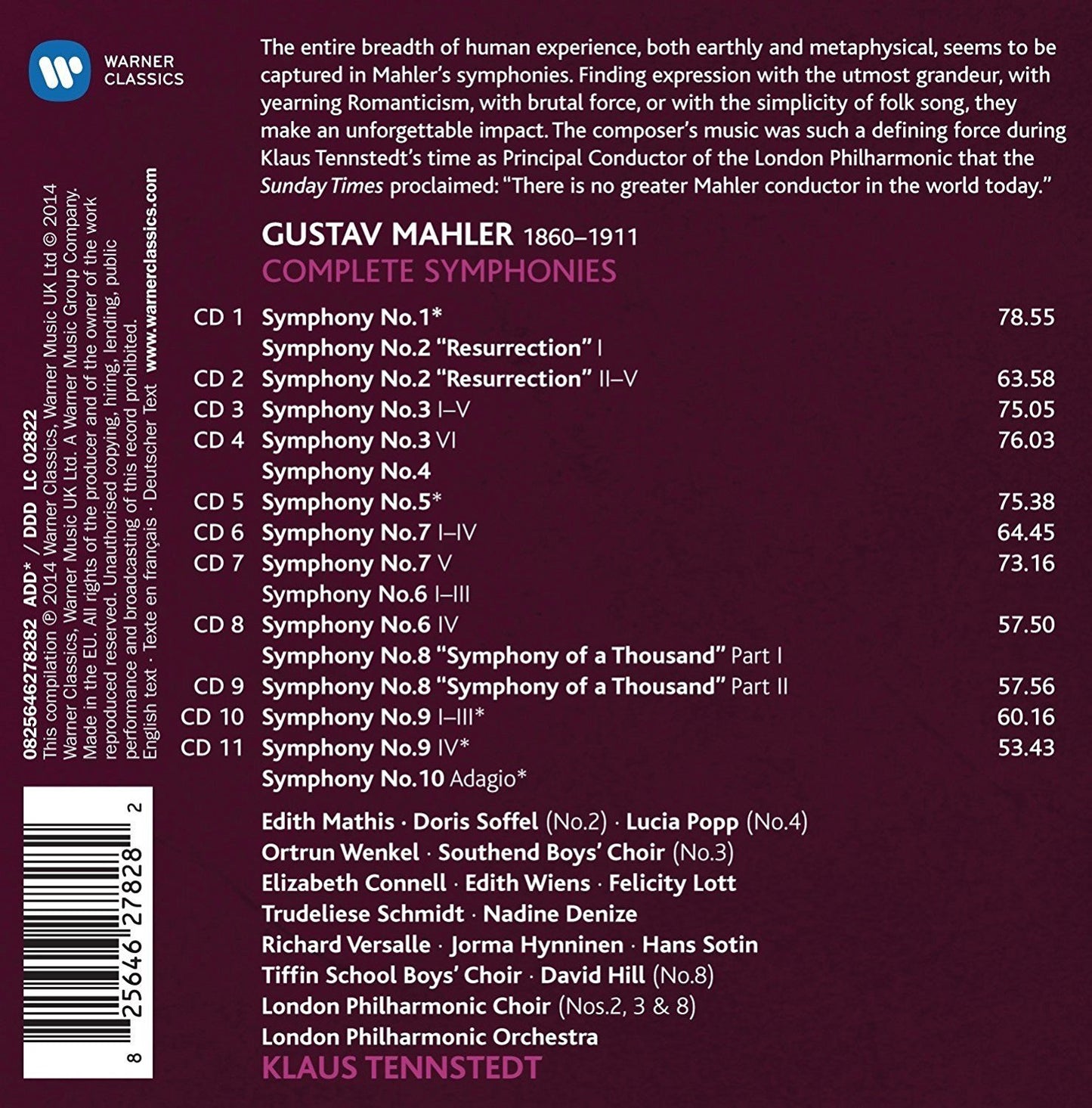 Mahler: Complete Symphonies - Klaus Tennstedt (11 CDs)