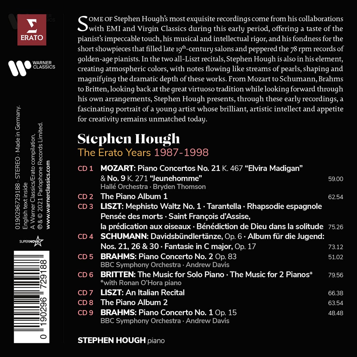 STEPHEN HOUGH: THE ERATO YEARS 1987-1999 (9 CDS)