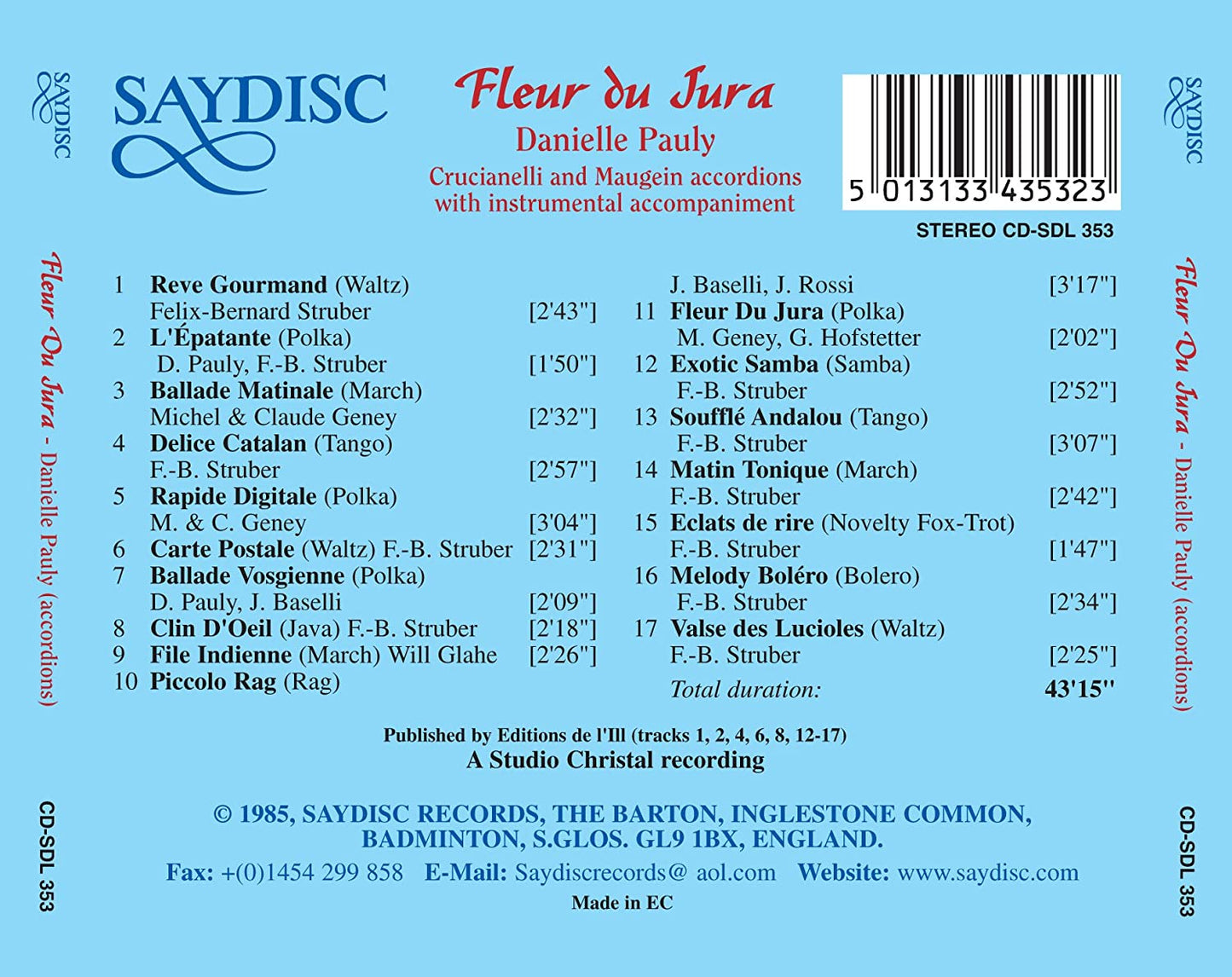 Fleur Du Jura: French Accordion Music - Danielle Pauly