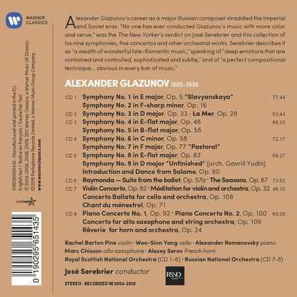 GLAZUNOV: COMPLETE SYMPHONIES & CONCERTOS - SEREBRIER (8 CDS)