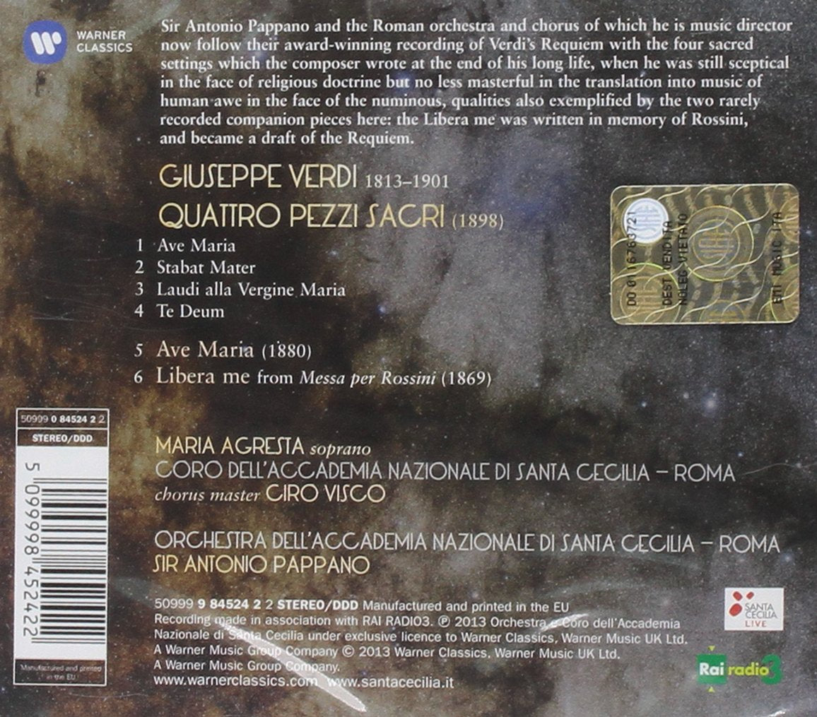 SACRED VERDI (QUATTRO PEZZI SACRI, LIBERA ME, AVE MARIA) - PAPPANO