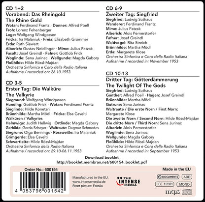 WAGNER: DER RING DES NIBELUNGEN - FURTWANGLER, ORCHESTRA AND CHORUS OF ITALIAN RADIO (13 CDS)