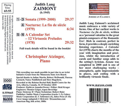 ZAIMONT: PIANO SONATA; A CALENDAR SET; NOCTURNE - CHRISTOPHER ATZINGER