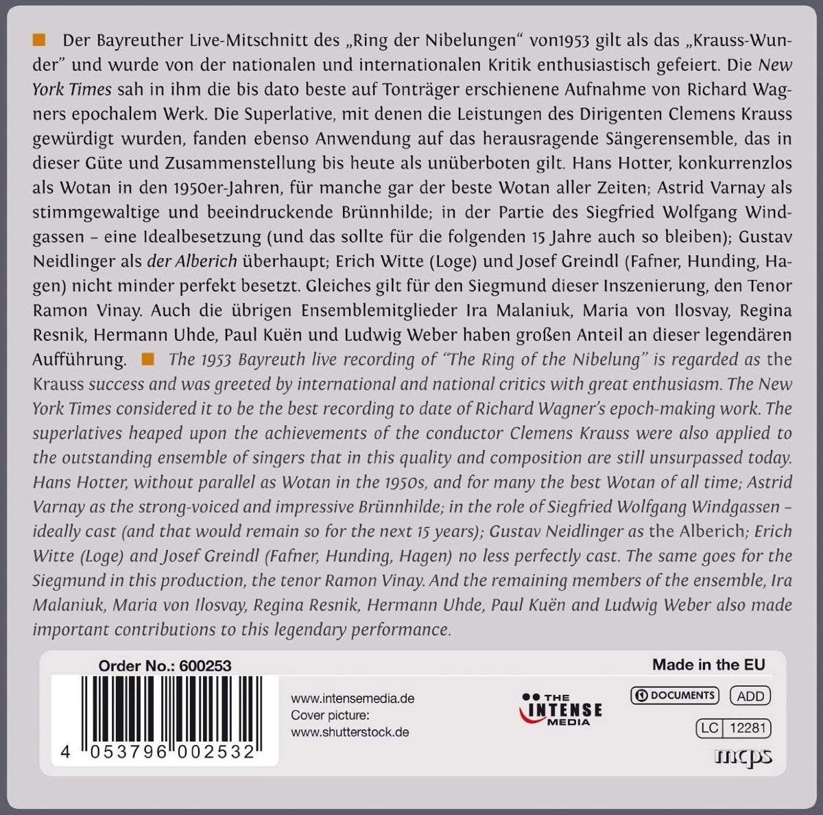 WAGNER: DER RING DES NIBELUNGEN (BAYREUTH, LIVE 1953) - CLEMENS KRAUSS (13 CDS)