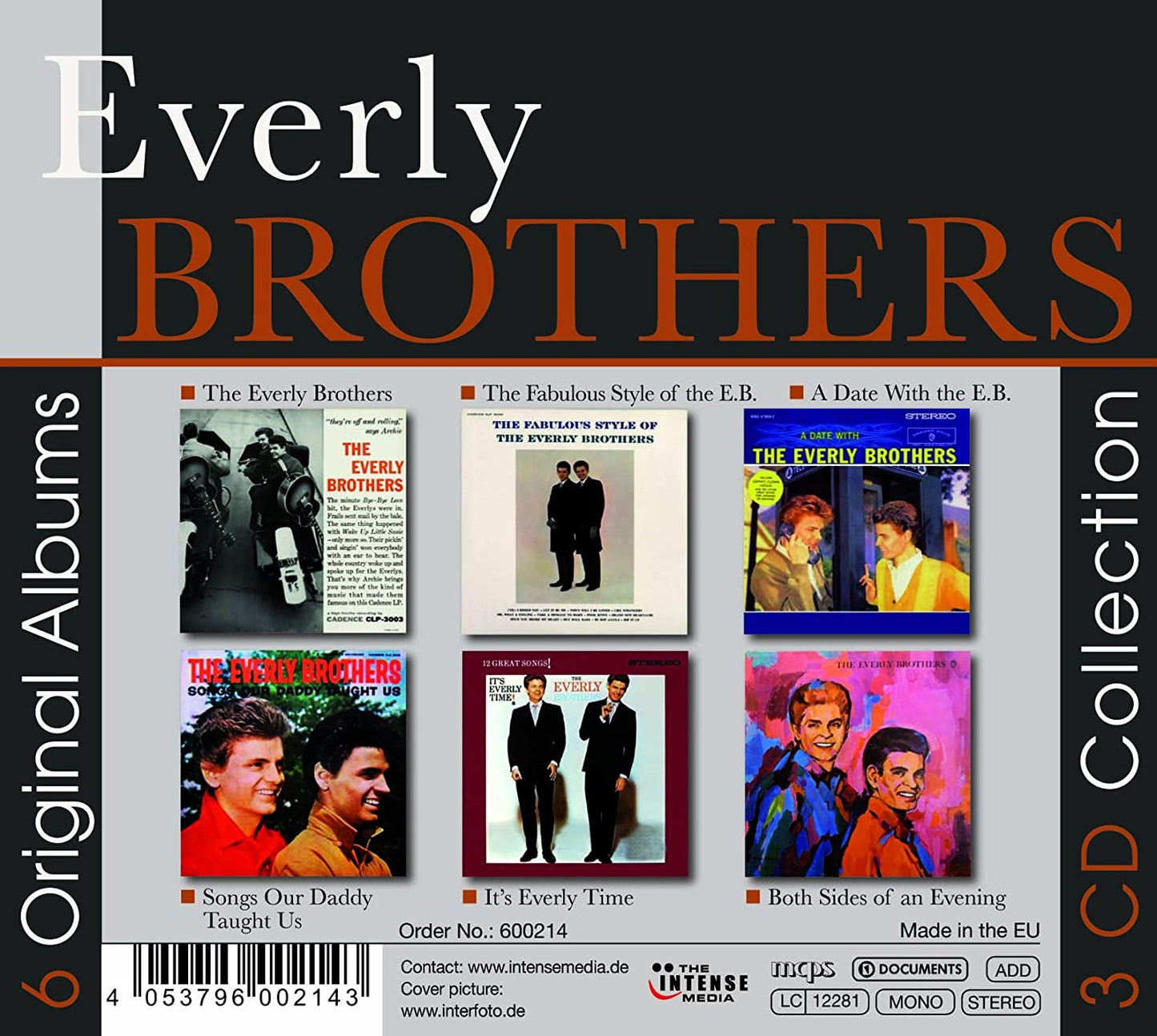 EVERLY BROTHERS - 6 Original Albums (3 CDS)