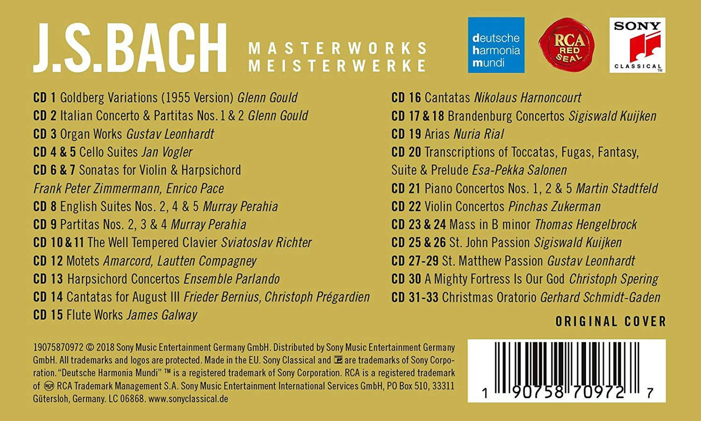 BACH: MASTERWORKS - GOULD, SALONEN, PERAHIA, HARNONCOURT (33 CD SET)