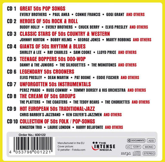GREATEST HITS OF THE '50S: ROCK & ROLL, FOLK, RHYTHM & BLUES, DOO-WOP AND MORE (10 CDS)
