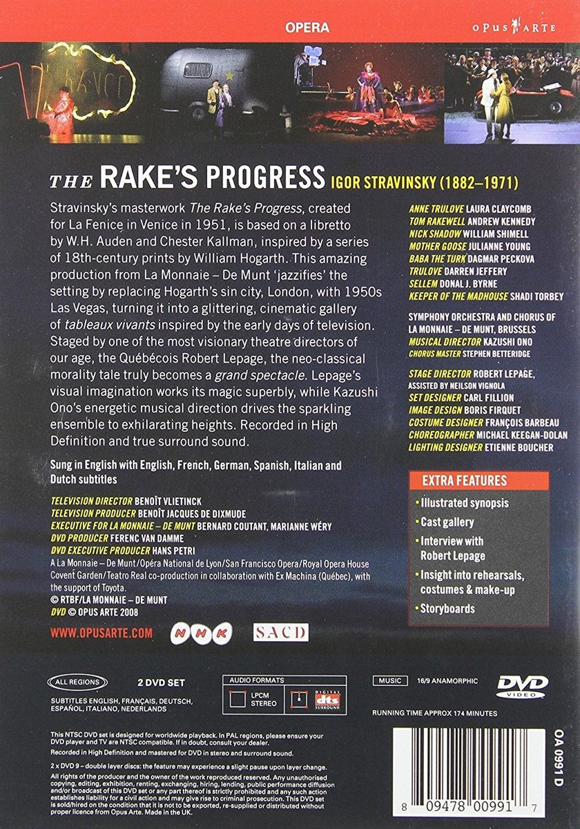 STRAVINSKY: THE RAKE'S PROGRESS - La Monnaie (2 DVD)