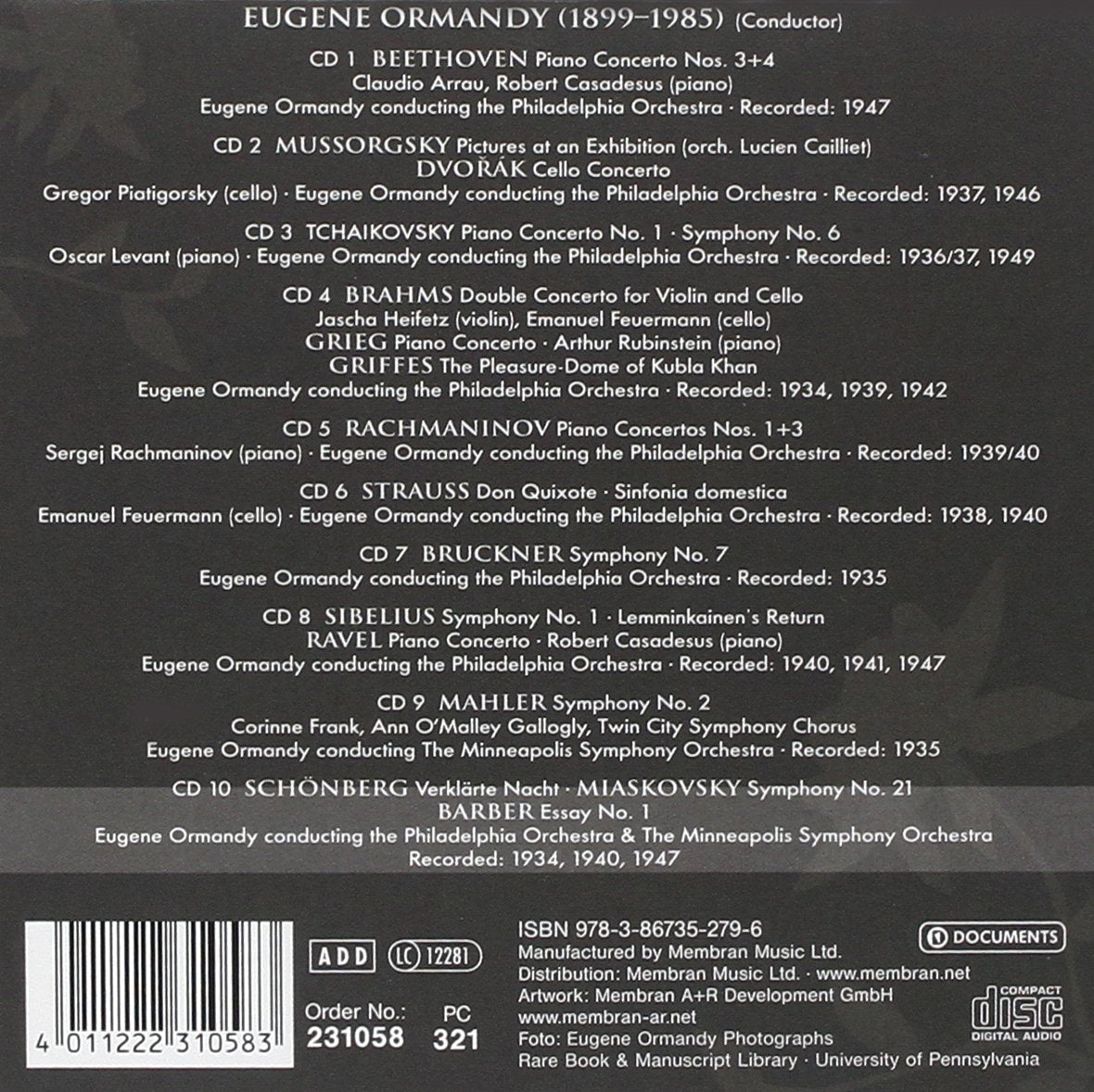 EUGENE ORMANDY: A PORTRAIT (10 CDS)