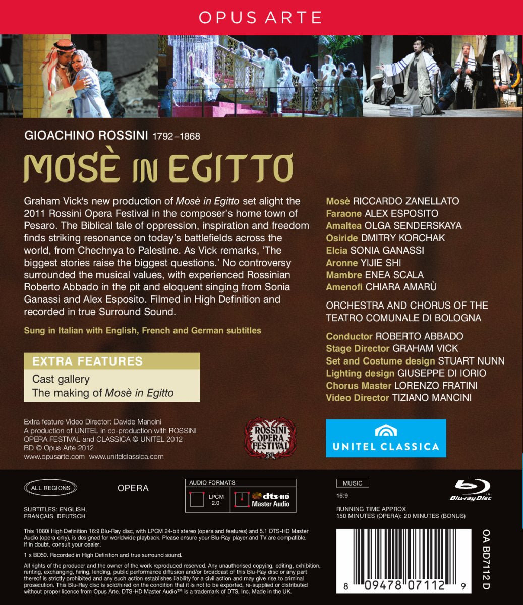 ROSSINI: Mosè in Egitto - Coro del Teatro Comunale di Bologna & Orchestra del Teatro Comunale di Bologna, Roberto Abbado (BLU-RAY)