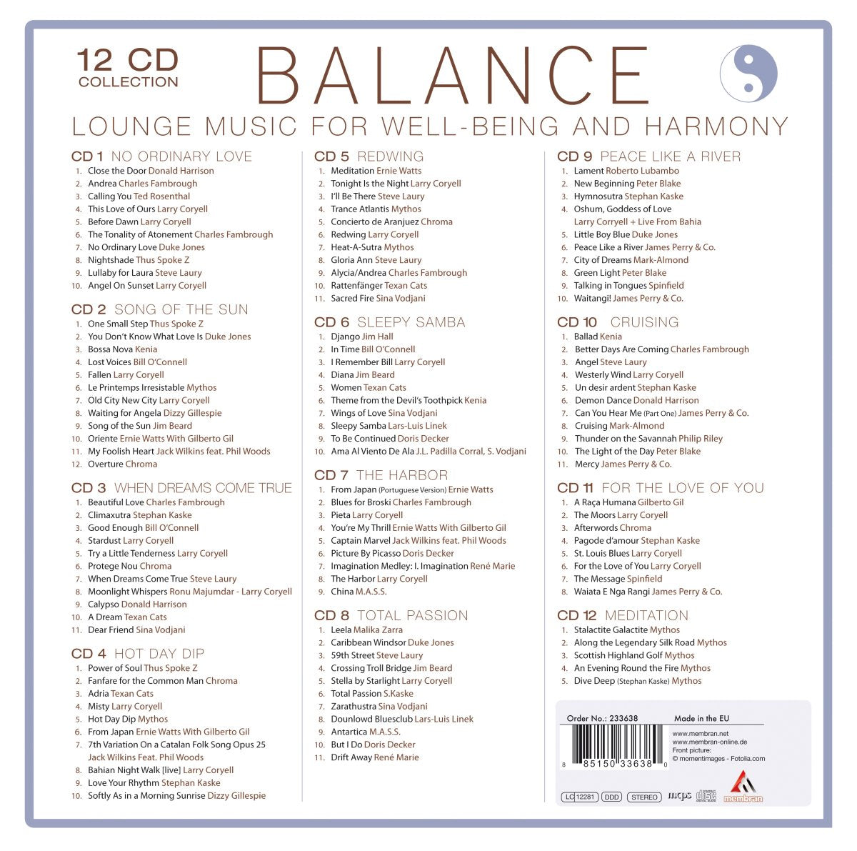 BALANCE: LOUNGE MUSIC FOR WELL-BEING AND HARMONY (12 CDS)