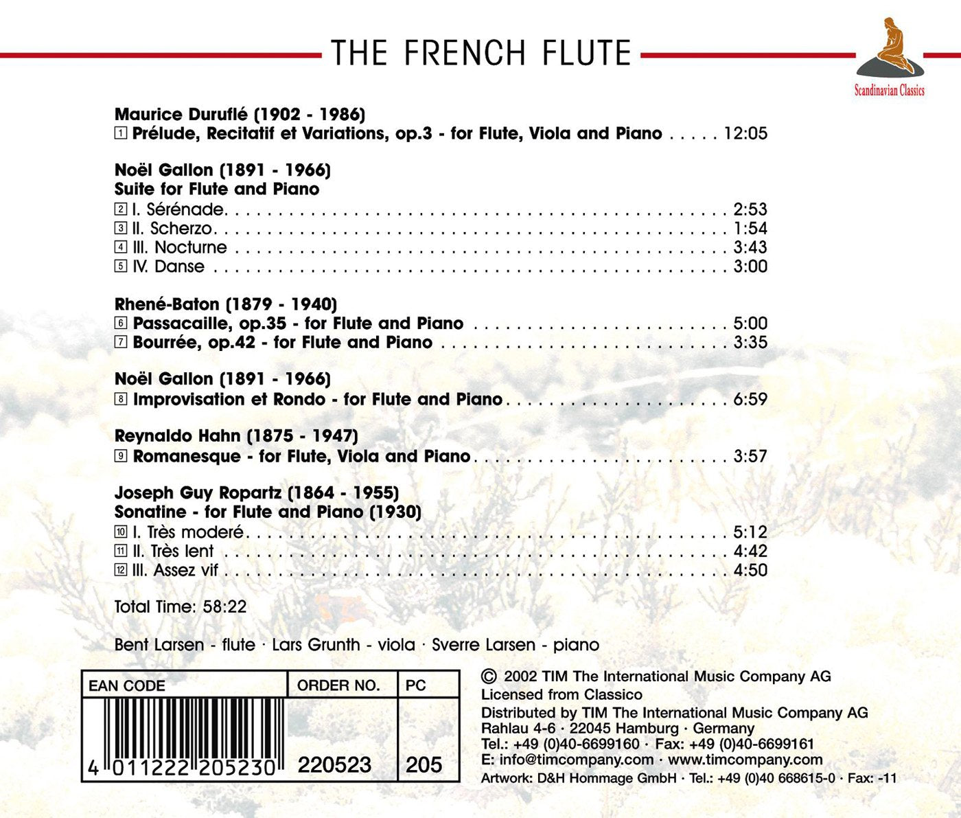 THE FRENCH FLUTE: Durufle, Gallon, Rhene-Baton - BENT LARSON, FLUTE