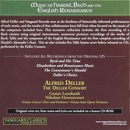 ALFRED DELLER: COMPLETE VANGUARD CLASSICS RECORDINGS, VOLUME 4 - MUSIC OF HANDEL, BACH & THE ENGLISH RENAISSANCE (6 CDS)