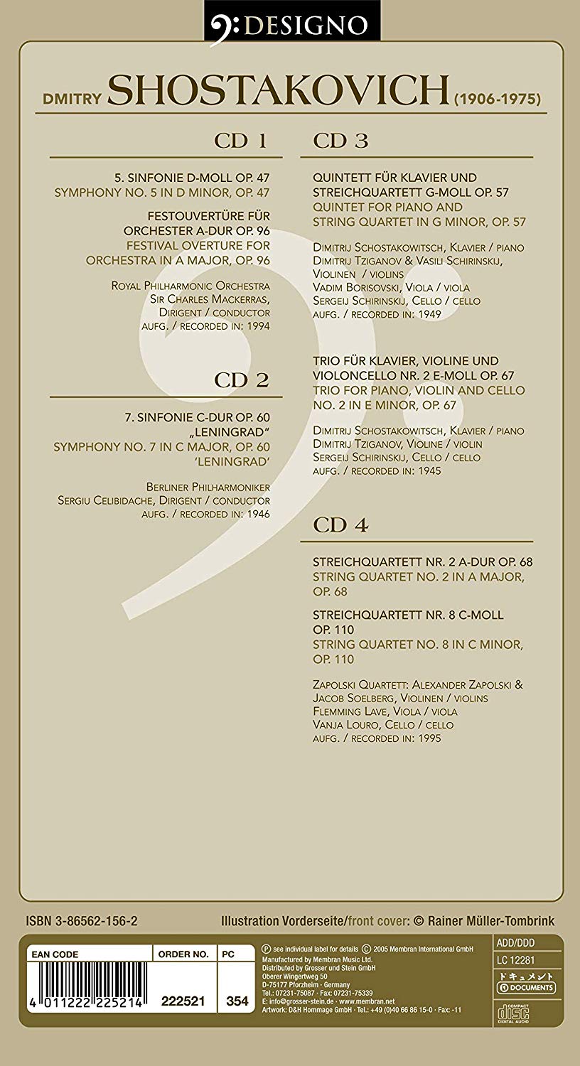 SHOSTAKOVICH ORCHESTRAL and CHAMBER WORKS (4 CDS) ClassicSelect World