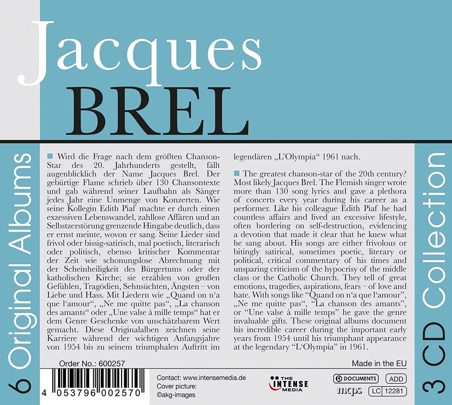 JACQUES BREL - 6 Original Albums (3 CDs)