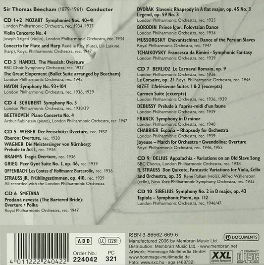SIR THOMAS BEECHAM: THE MAESTRO - Grieg, Delius, Mozart, Haydn, Sibelius, Chabrier and More (10 CDS)
