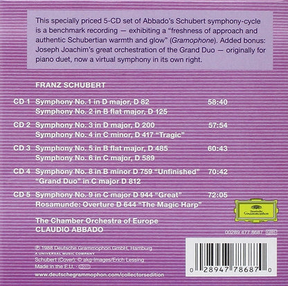 SCHUBERT: THE SYMPHONIES - CHAMBER ORCHESTRA OF EUROPE, CLAUDIO ABBADO (5 CDS)