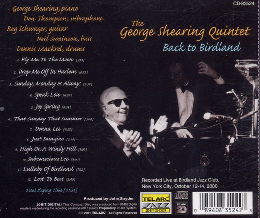 GEORGE SHEARING QUARTET: BACK TO BIRDLAND