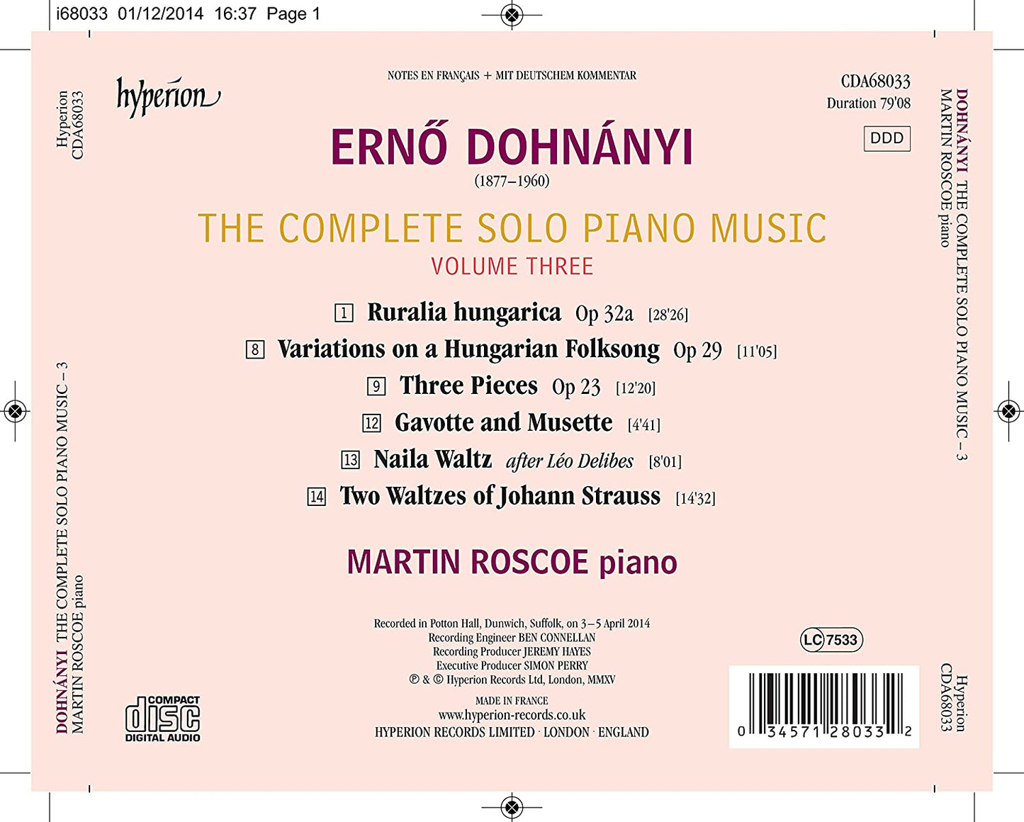 Dohnanyi: Complete Solo Piano Music - Roscoe