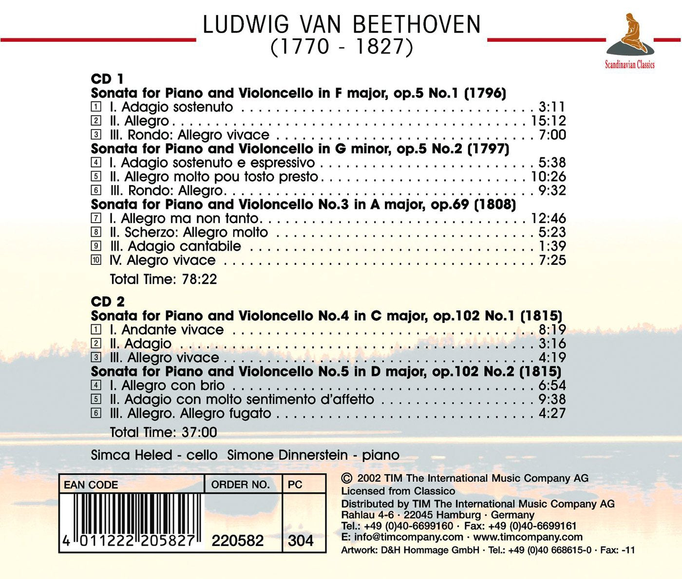 BEETHOVEN: Sonatas for Cello and Piano Nos. 1-5 - DINNERSTEIN, HELED (2 CDS)