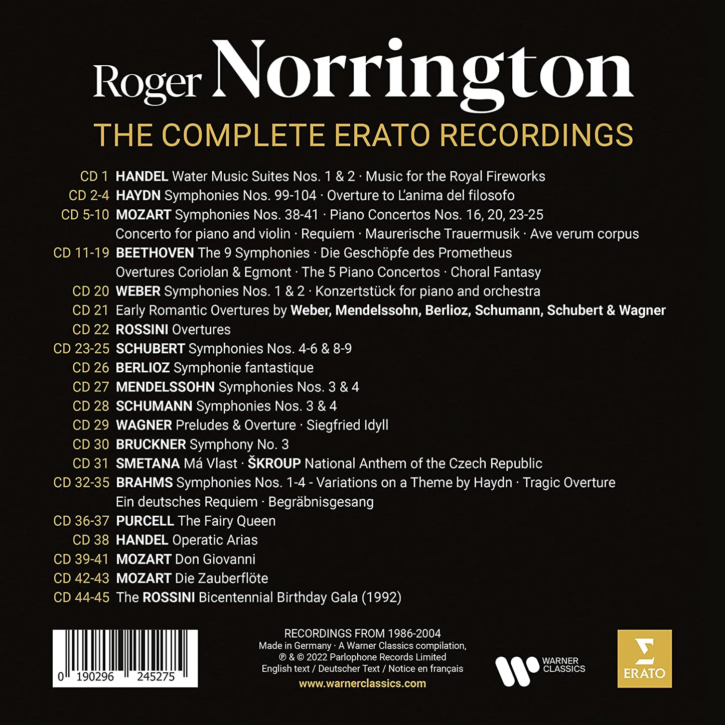 ROGER NORRINGTON: The Complete Erato Recordings (45 CDs)