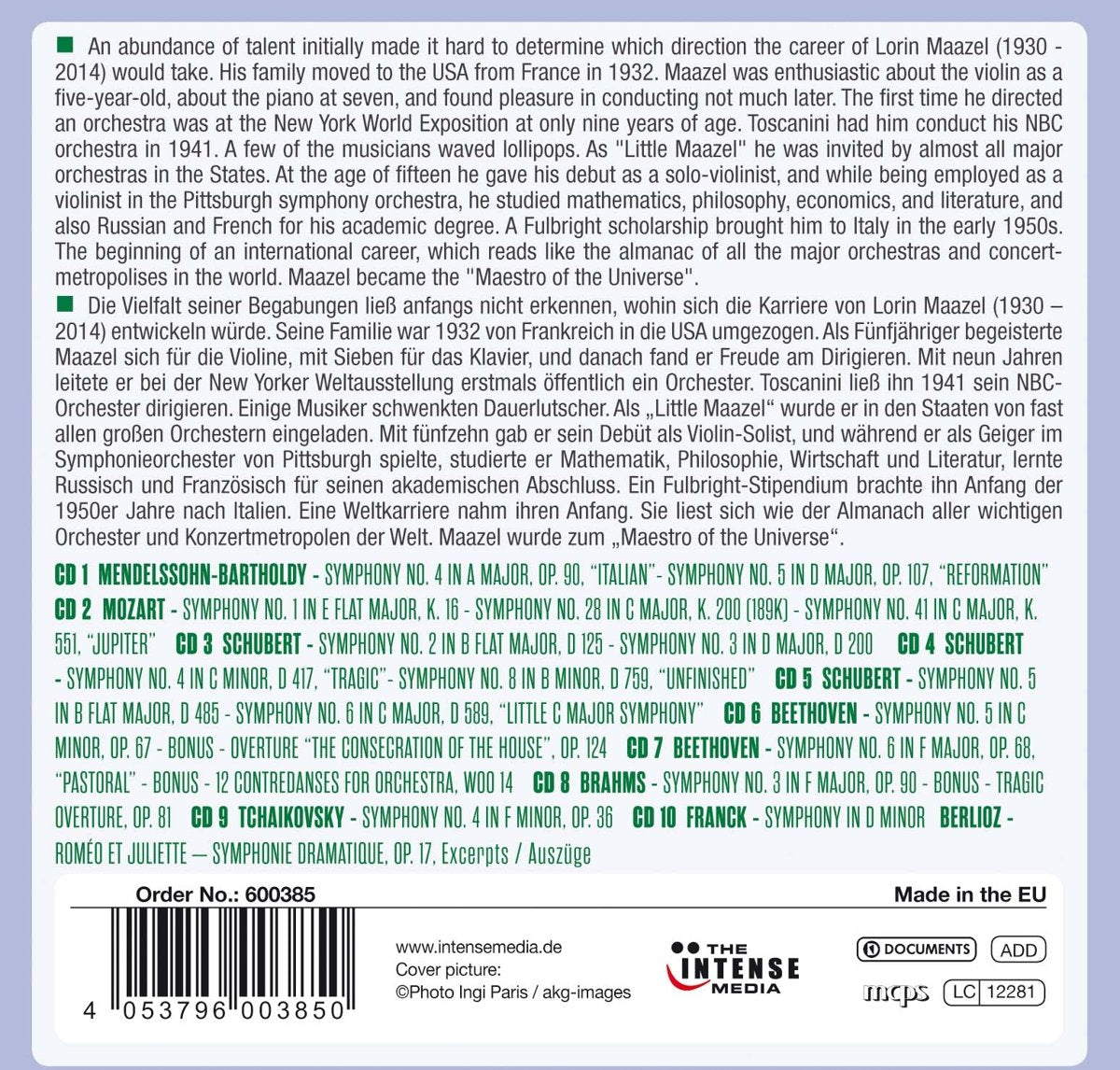 LORIN MAAZEL: MILESTONES OF A LEGEND (10 CDS)
