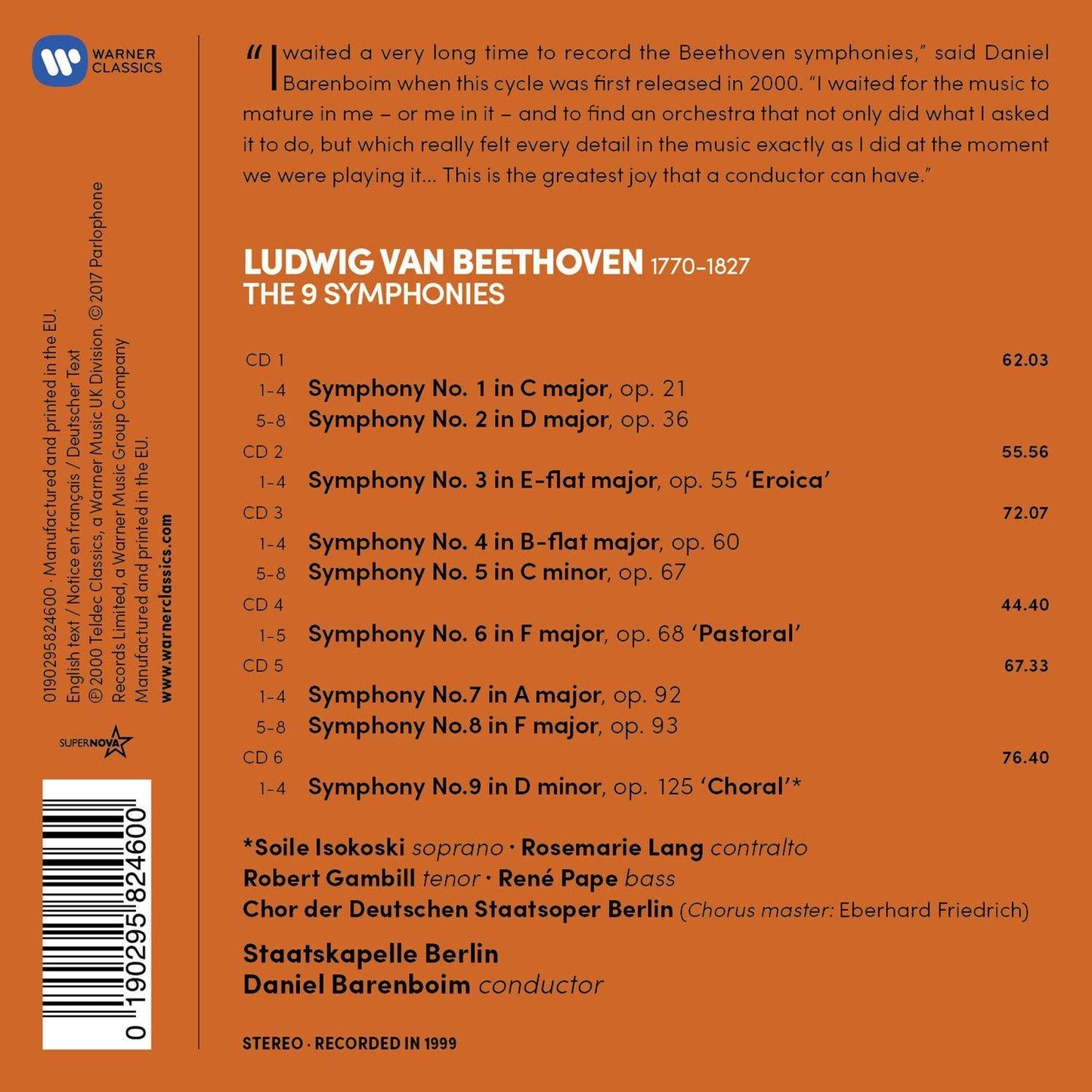 Beethoven: 9 Symphonies - Staatskapelle Berlin, Barenboim (6 CDs)
