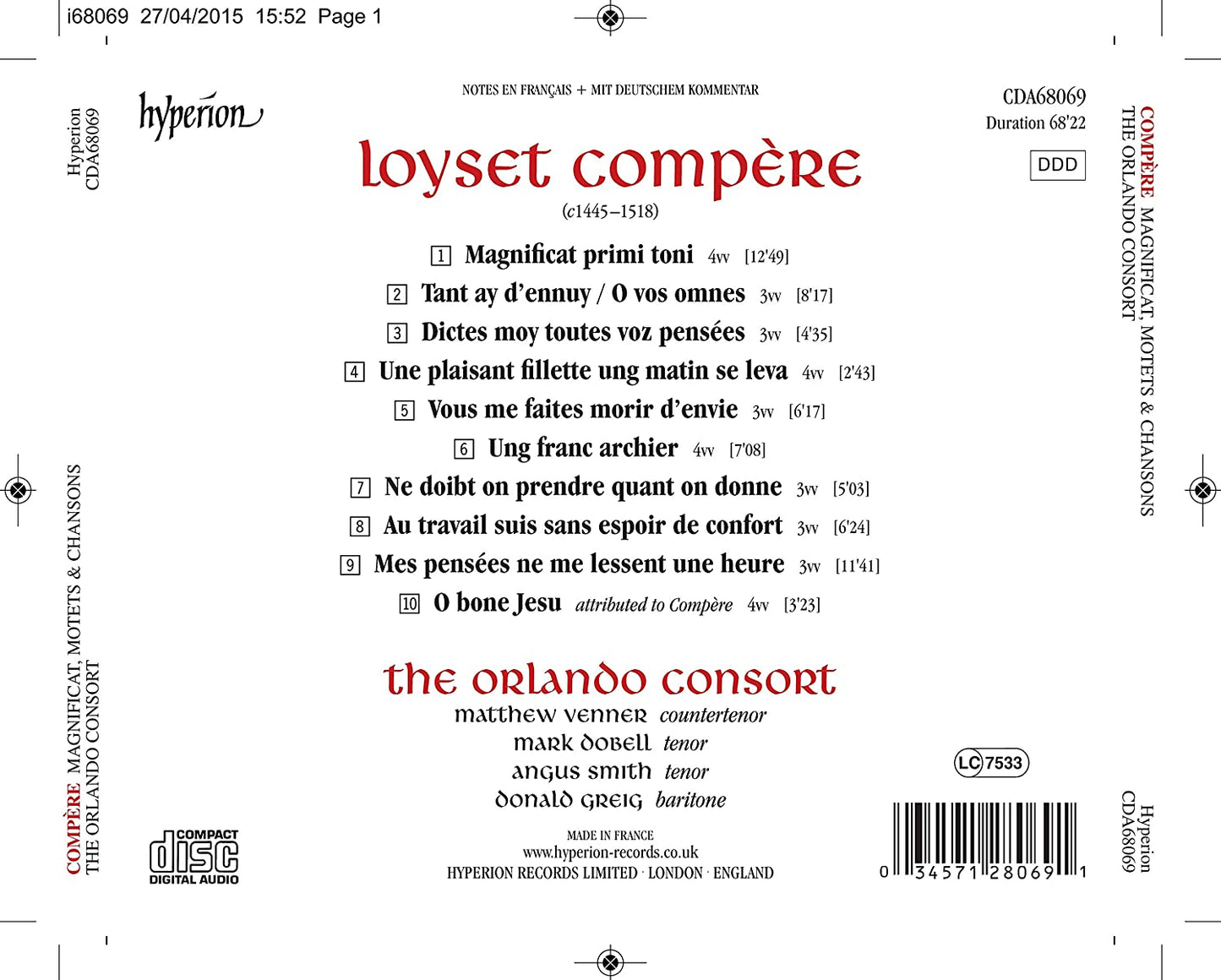 Compere: Magnificat, Motets & Chansons - Orlando Consort