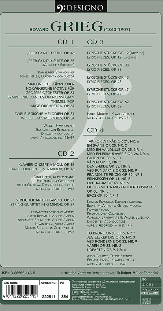 GRIEG: ORCHESTRA, VOCAL AND PIANO WORKS (4 CDS)