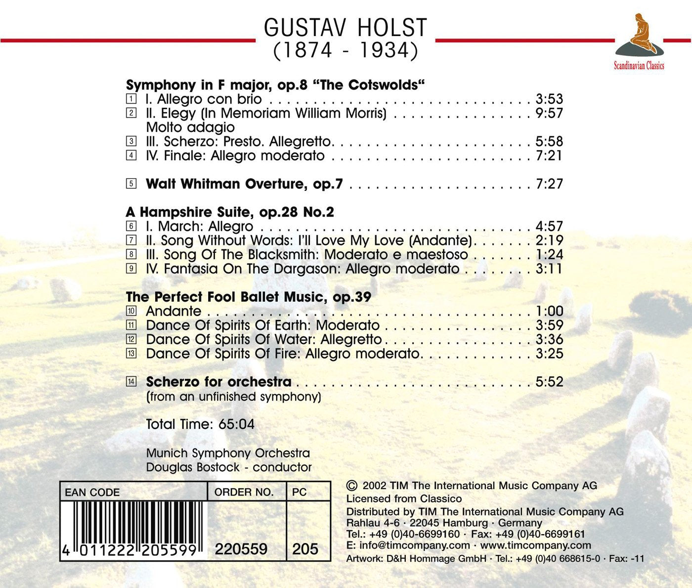 HOLST: Symphony In F "The Cotswolds"; Walt Whitman Overture; A Hampshire Suite; The Perfect Fool, Scherzo for Orchestra - BOSTOCK, MUNICH SYMPHONY