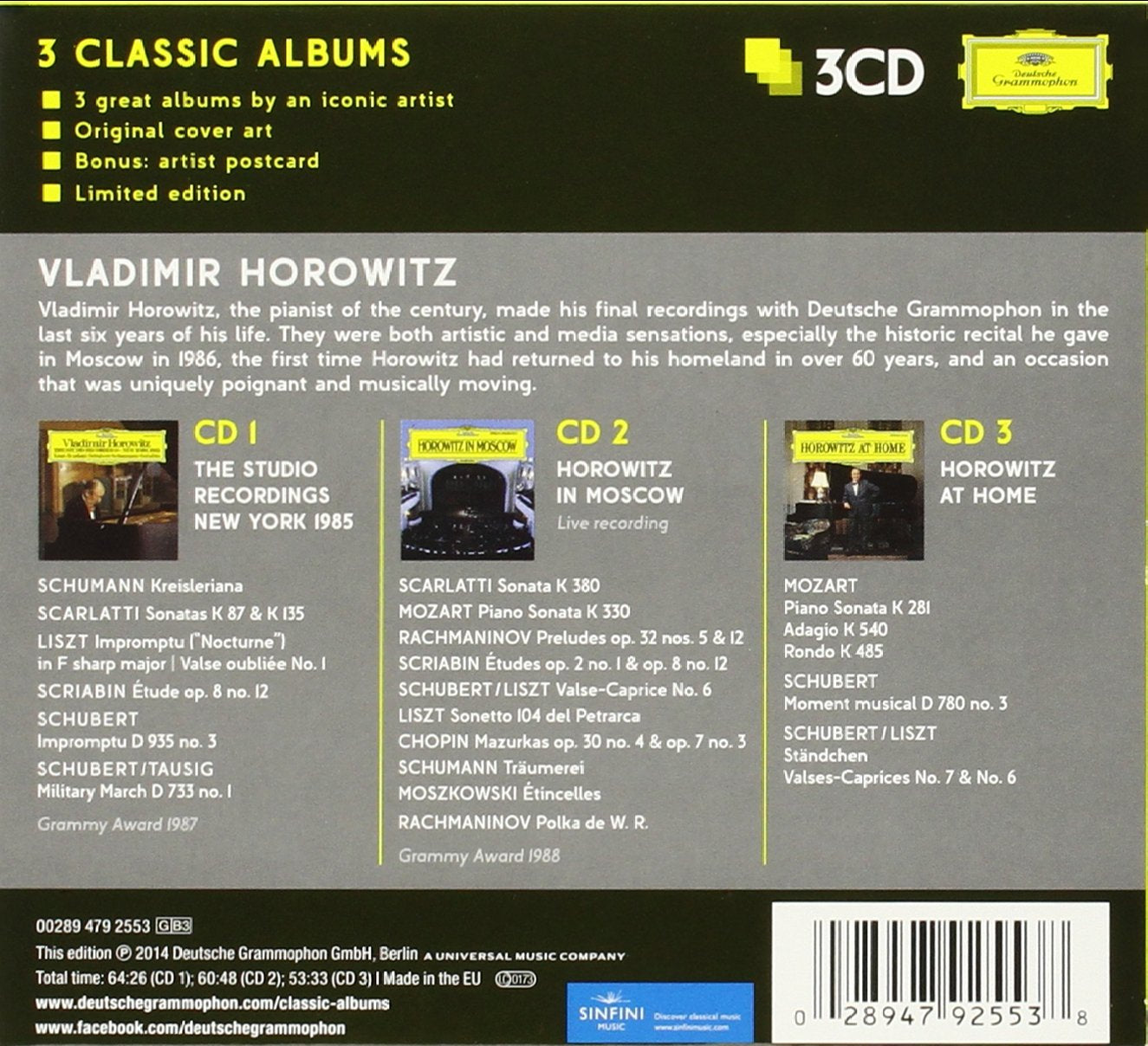 VLADIMIR HOROWITZ - THREE CLASSIC ALBUMS (3 CDS)