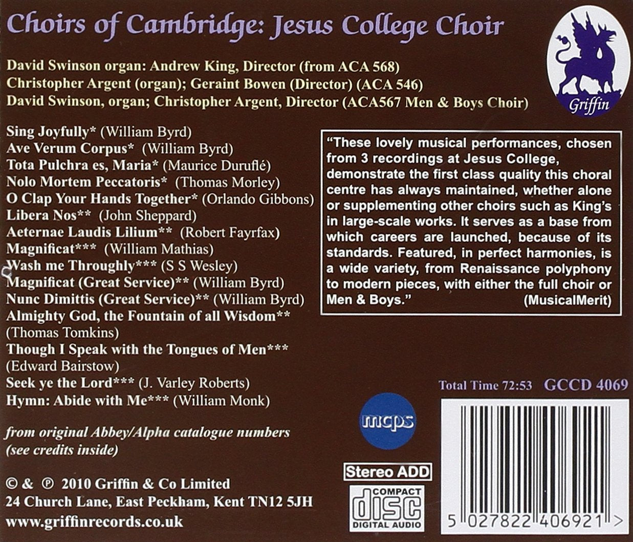 CHOIRS OF CAMBRIDGE: JESUS COLLEGE CHOIR - I SAW THE LORD