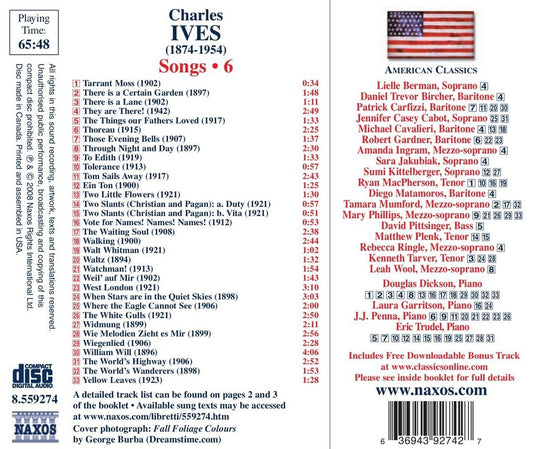 IVES: SONGS, VOLUME 6