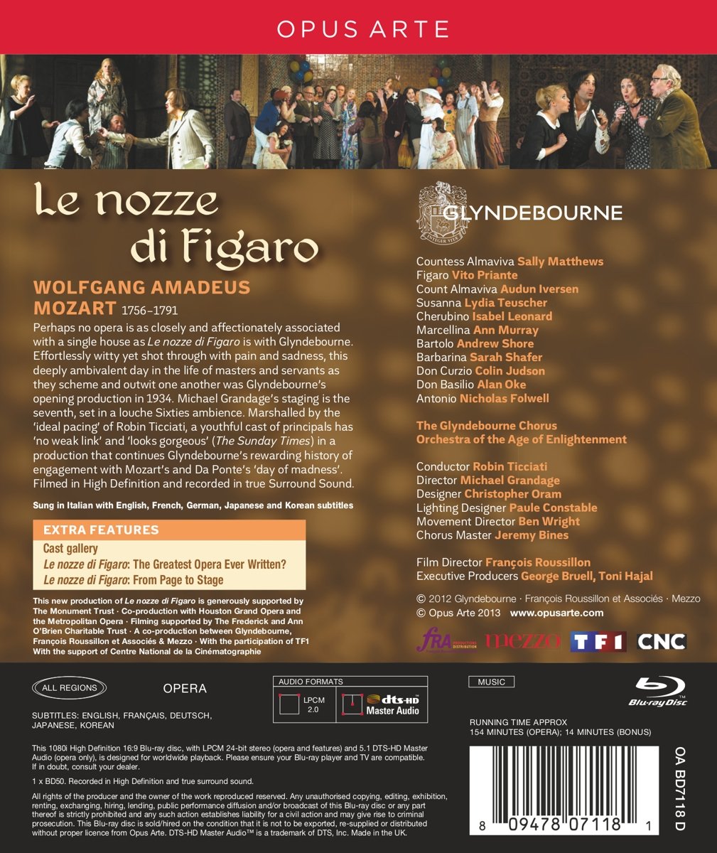 MOZART: Le nozze di Figaro - Glydnebourne Festival, Orchestra of the Age of Enlightenment (Blu-Ray DVD)